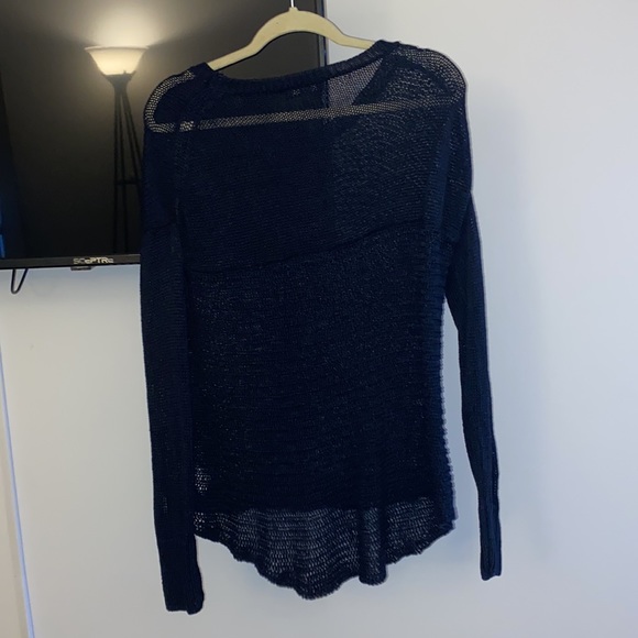 J Crew Navy Blue Crochet Sweater - Size Large - Picture 2 of 2